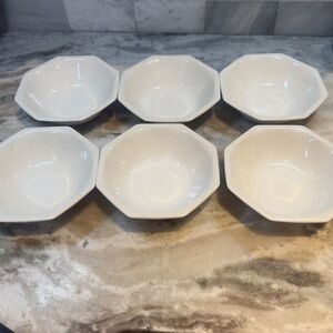 6 Johnson Brothers Ironstone Heritage White Hobnail 6 7/8" Cereal Soup Bowls 6